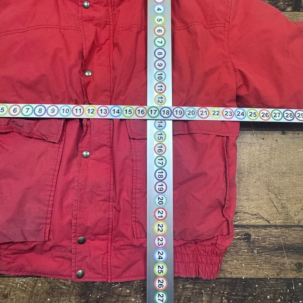 Vintage Woolrich Mens Red Plaid Lined Down‎ Puffer Jacket Size Large